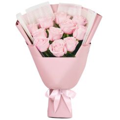 Букет розовых роз Воздушная акварель